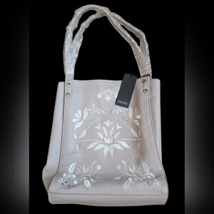 Prune Purse Designer Argentina Leather Taupe Emily Handbag Purse Shoulder Floral